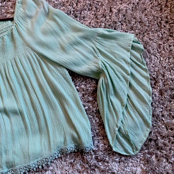 RAGA || Women’s Small Mint Flowy Lightweight Gorgeous Blouse Bohemian Boho - Picture 2 of 6